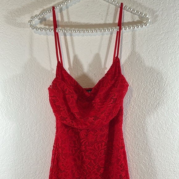 FASHION NOVA Elegant Lace Maxi Dress Red Size Small - Picture 3 of 11